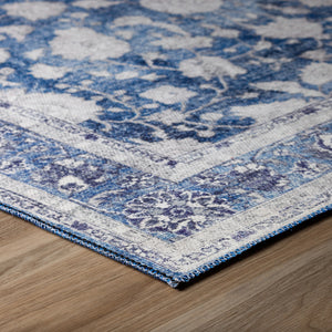 Homeroots 5' X 8' Blue Oriental Distressed Non Skid Area Rug  Polyester 491845