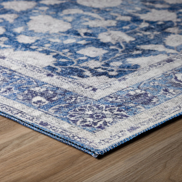 Homeroots 5' X 8' Blue Oriental Distressed Non Skid Area Rug  Polyester 491845