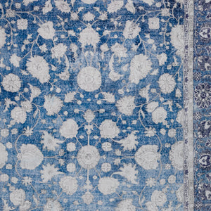 Homeroots 5' X 8' Blue Oriental Distressed Non Skid Area Rug  Polyester 491845