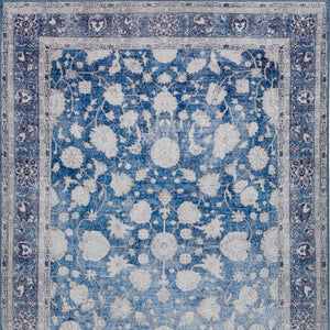 Homeroots 5' X 8' Blue Oriental Distressed Non Skid Area Rug  Polyester 491845