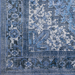 Homeroots 2' X 8' Blue Oriental Distressed Non Skid Runner Rug  Polyester 491855