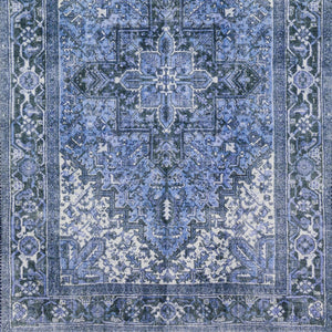 Homeroots 2' X 8' Blue Oriental Distressed Non Skid Runner Rug  Polyester 491855