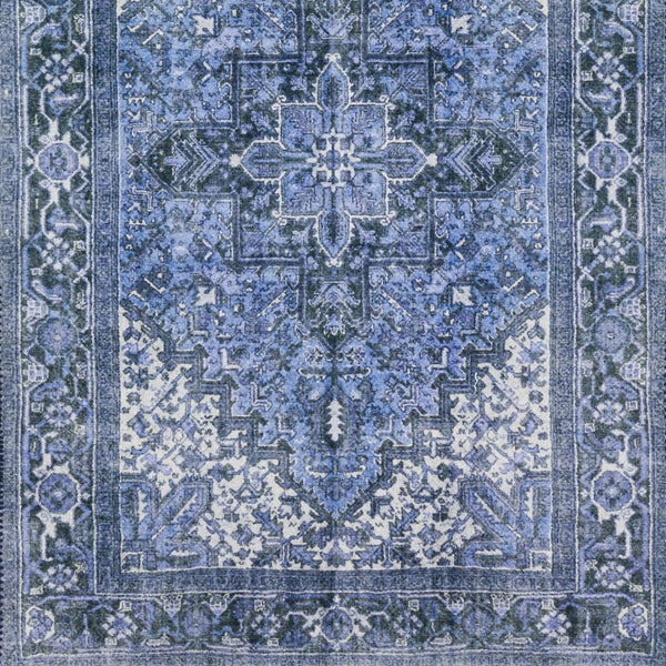 Homeroots 2' X 8' Blue Oriental Distressed Non Skid Runner Rug  Polyester 491855