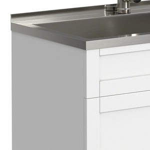English Elm Hennessy Shaker Cabinet Utility Sink Stainless Steel Basin Laundry Room Setup B136P427215