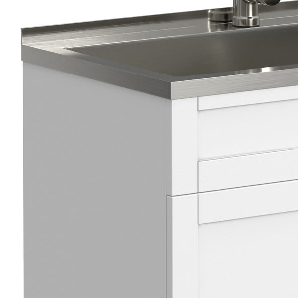 English Elm Hennessy Shaker Cabinet Utility Sink Stainless Steel Basin Laundry Room Setup B136P427215
