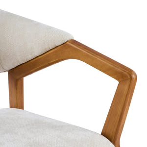 English Elm Indoor Chenille Upholstered Arm Dining Chairs Set of 2 with Bentwood Teak Frame N779P370761B
