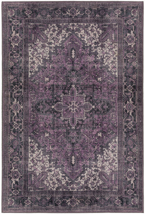 Homeroots 3' X 5' Purple Oriental Distressed Non Skid Area Rug  Polyester 491868