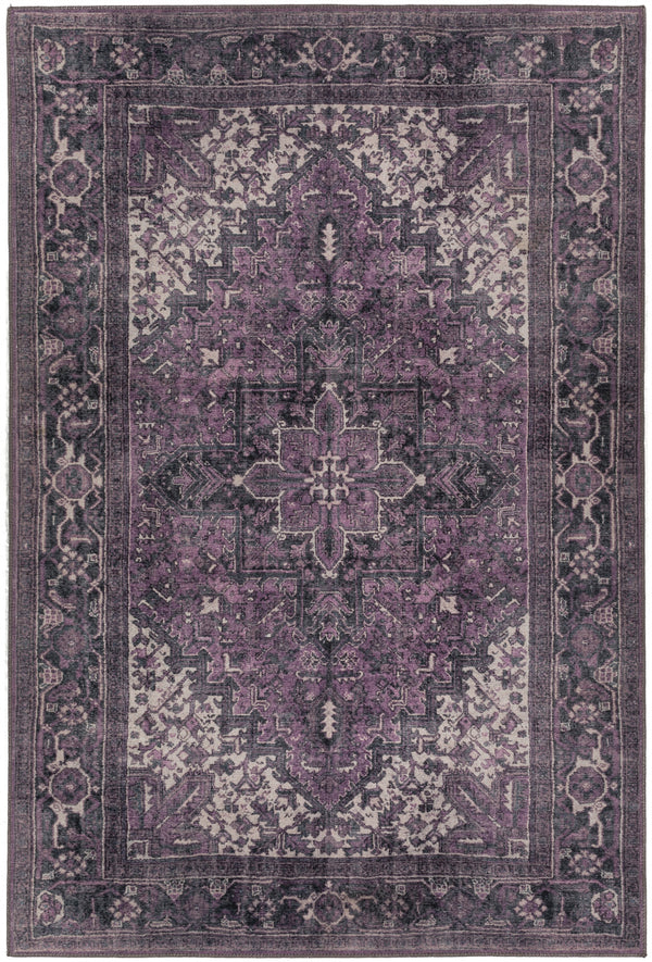 Homeroots 3' X 5' Purple Oriental Distressed Non Skid Area Rug  Polyester 491868