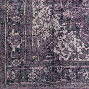 Homeroots 3' X 5' Purple Oriental Distressed Non Skid Area Rug  Polyester 491868