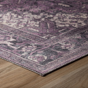 Homeroots 3' X 5' Purple Oriental Distressed Non Skid Area Rug  Polyester 491868