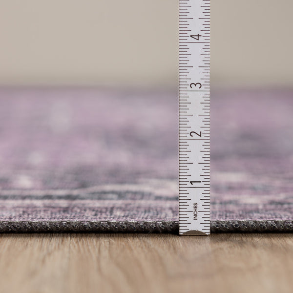 Homeroots 3' X 5' Purple Oriental Distressed Non Skid Area Rug  Polyester 491868