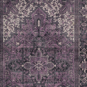 Homeroots 3' X 5' Purple Oriental Distressed Non Skid Area Rug  Polyester 491868