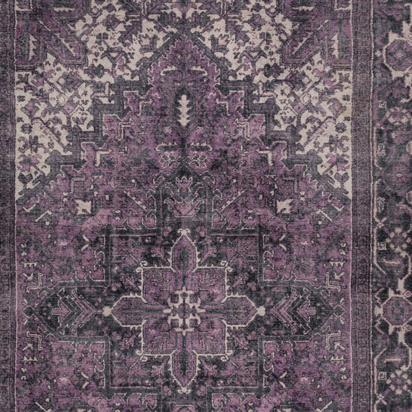 Homeroots 3' X 5' Purple Oriental Distressed Non Skid Area Rug  Polyester 491868