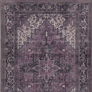 Homeroots 3' X 5' Purple Oriental Distressed Non Skid Area Rug  Polyester 491868