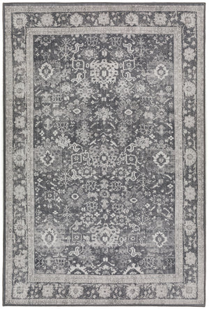 Homeroots 3' X 5' Grey Oriental Distressed Non Skid Area Rug  Polyester 491880