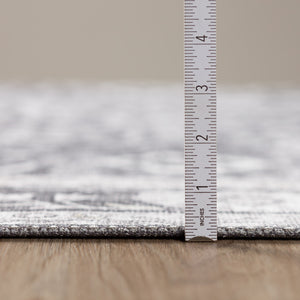 Homeroots 3' X 5' Grey Oriental Distressed Non Skid Area Rug  Polyester 491880