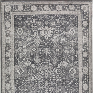 Homeroots 3' X 5' Grey Oriental Distressed Non Skid Area Rug  Polyester 491880