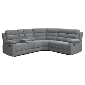 English Elm Aaron Smoke 3-piece Upholstered Sectional with Dual Recliners, Lift-Top Storage Consoles & Cup Holders, Smoke Performance Fabric Lounge B062S01015