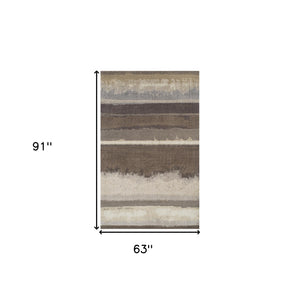 Homeroots 5' X 8' Brown And Ivory Abstract Area Rug  Polypropylene 491900