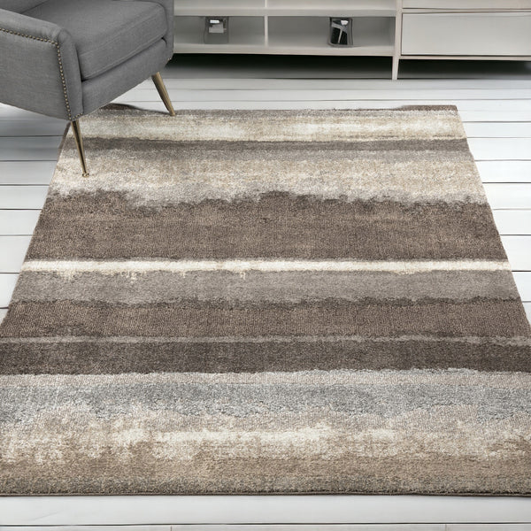 Homeroots 5' X 8' Brown And Ivory Abstract Area Rug  Polypropylene 491900