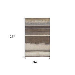 Homeroots 8' X 11' Brown And Ivory Abstract Area Rug  Polypropylene 491901