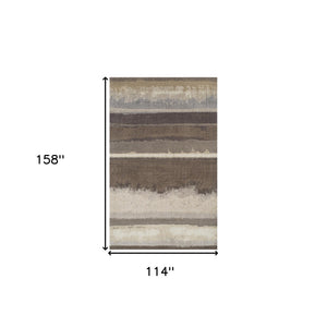 Homeroots 10' X 13' Brown And Ivory Abstract Area Rug  Polypropylene 491902