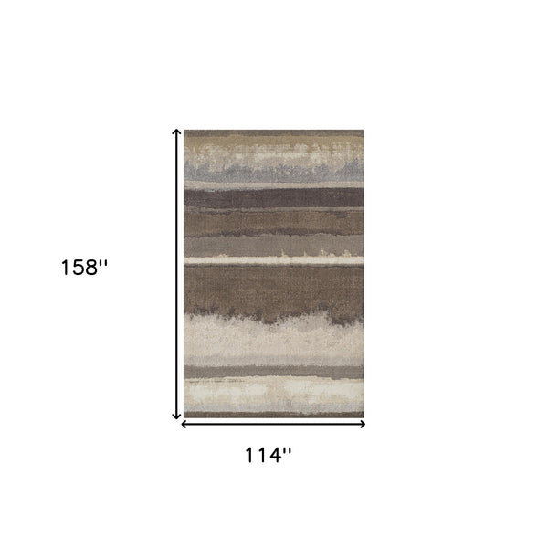 Homeroots 10' X 13' Brown And Ivory Abstract Area Rug  Polypropylene 491902