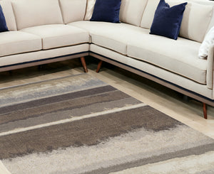 Homeroots 10' X 13' Brown And Ivory Abstract Area Rug  Polypropylene 491902