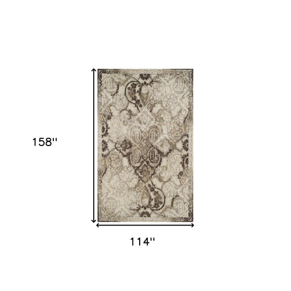 Homeroots 10' X 13' Brown Oriental Area Rug  Polypropylene 491906