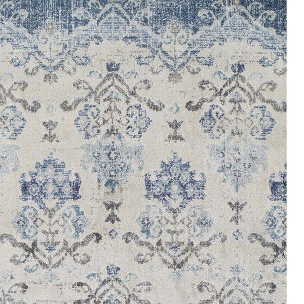 Homeroots 8' X 11' Blue And Ivory Oriental Area Rug  Polypropylene 491909