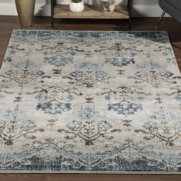 Homeroots 8' X 11' Blue And Ivory Oriental Area Rug  Polypropylene 491909