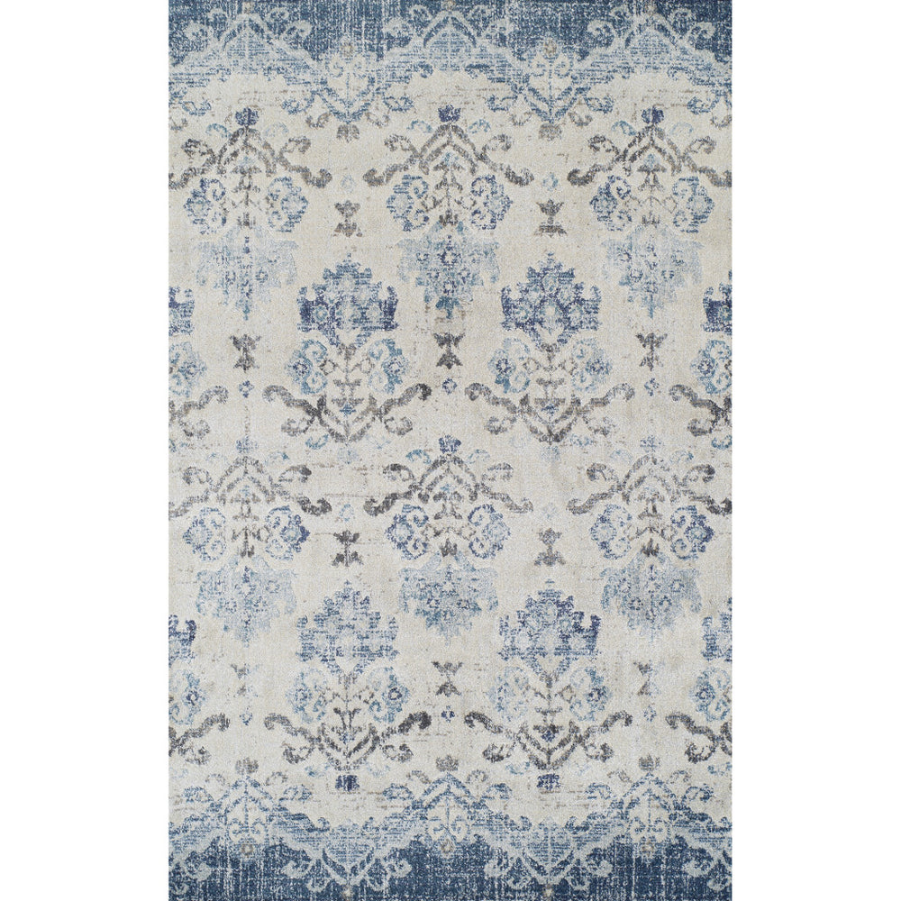 Homeroots 10' X 13' Blue And Ivory Oriental Area Rug  Polypropylene 491910