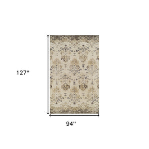 Homeroots 8' X 11' Beige And Brown Oriental Area Rug  Polypropylene 491913