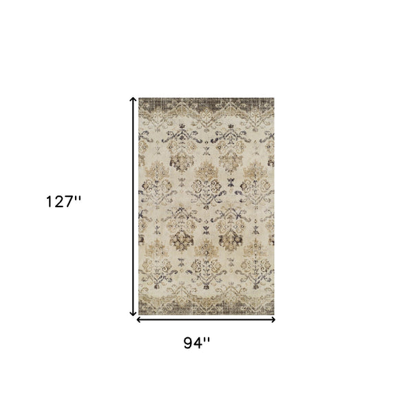 Homeroots 8' X 11' Beige And Brown Oriental Area Rug  Polypropylene 491913