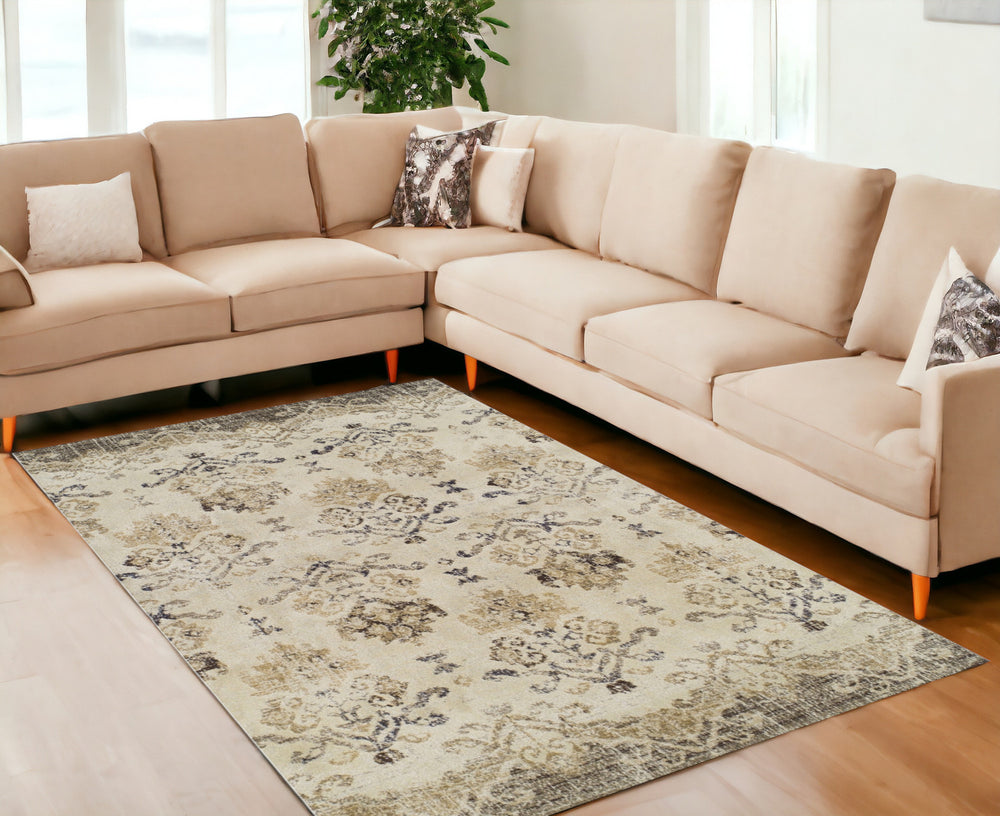 Homeroots 8' X 11' Beige And Brown Oriental Area Rug  Polypropylene 491913