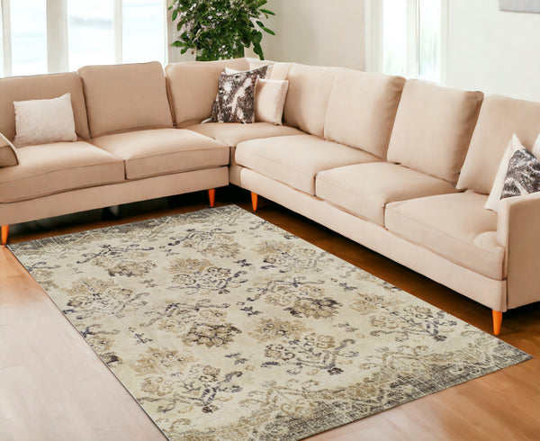 Homeroots 8' X 11' Beige And Brown Oriental Area Rug  Polypropylene 491913