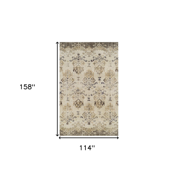 Homeroots 10' X 13' Beige And Brown Oriental Area Rug  Polypropylene 491914