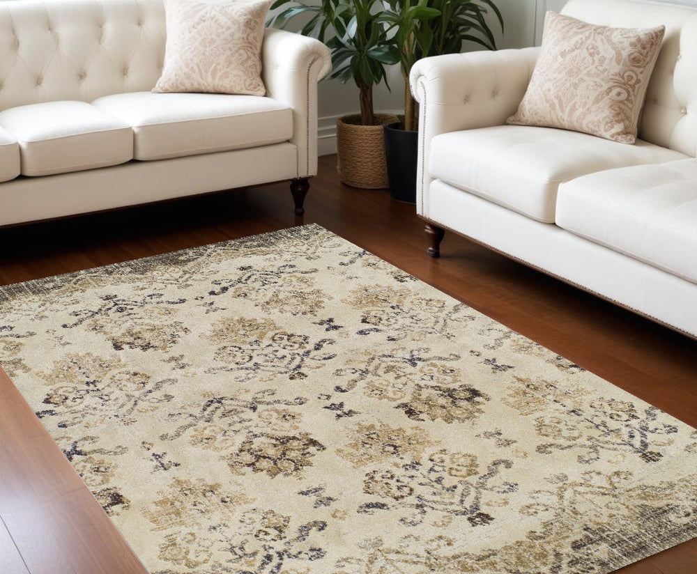 Homeroots 10' X 13' Beige And Brown Oriental Area Rug  Polypropylene 491914
