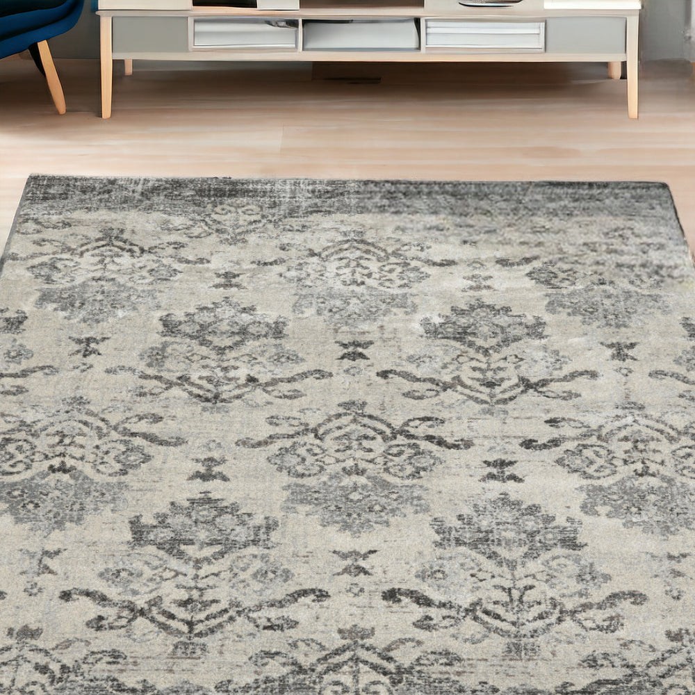 Homeroots 5' X 8' Gray And Ivory Oriental Area Rug  Polypropylene 491916