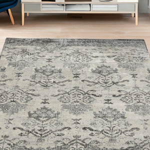 Homeroots 5' X 8' Gray And Ivory Oriental Area Rug  Polypropylene 491916