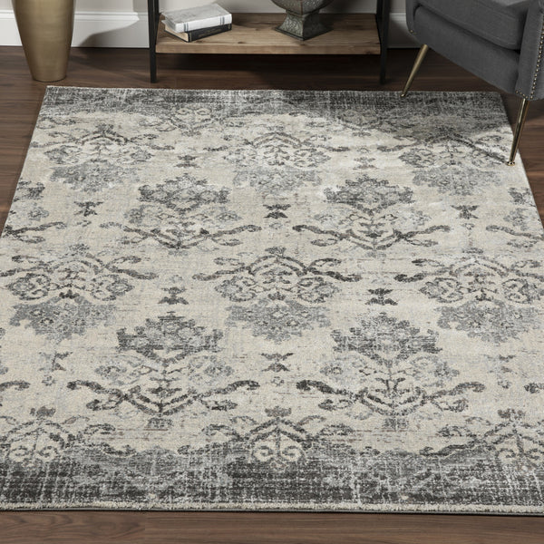 Homeroots 5' X 8' Gray And Ivory Oriental Area Rug  Polypropylene 491916