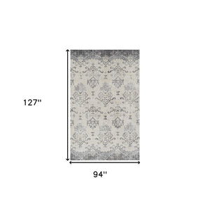 Homeroots 8' X 11' Gray And Ivory Oriental Area Rug  Polypropylene 491917