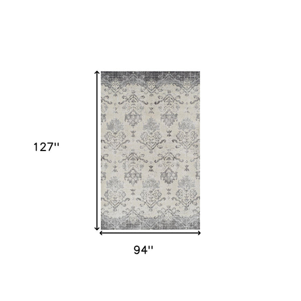 Homeroots 8' X 11' Gray And Ivory Oriental Area Rug  Polypropylene 491917