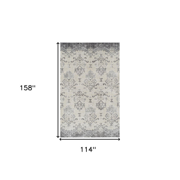Homeroots 10' X 13' Gray And Ivory Oriental Area Rug  Polypropylene 491918