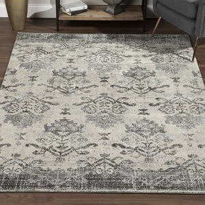 Homeroots 10' X 13' Gray And Ivory Oriental Area Rug  Polypropylene 491918