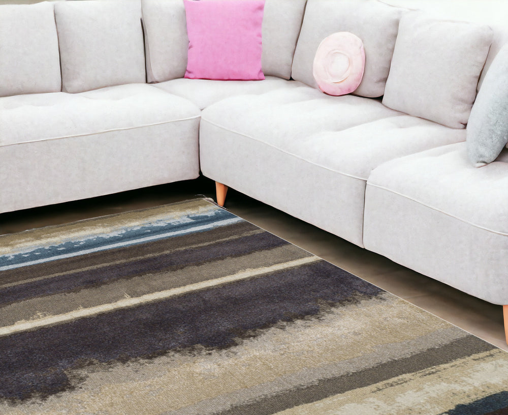 Homeroots 10' X 13' Beige And Brown Abstract Area Rug  Polypropylene 491922