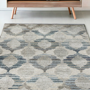 Homeroots 5' X 8' Blue And Ivory Geometric Area Rug  Polypropylene 491924