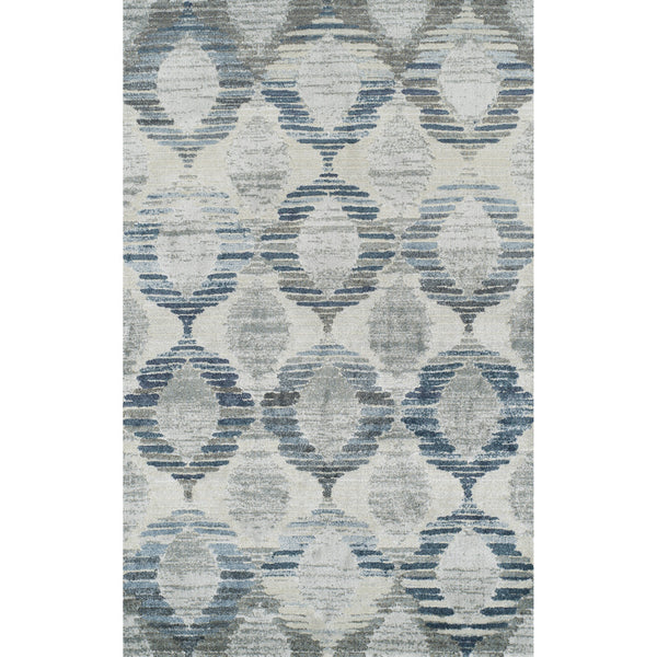 Homeroots 5' X 8' Blue And Ivory Geometric Area Rug  Polypropylene 491924