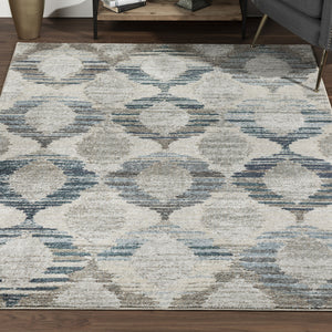 Homeroots 5' X 8' Blue And Ivory Geometric Area Rug  Polypropylene 491924