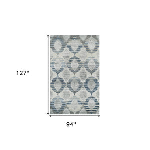 Homeroots 8' X 11' Blue And Ivory Geometric Area Rug  Polypropylene 491925